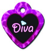 ID Tag - Heart Small Diva Black/Pink