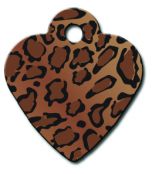 ID Tag - Heart Small Leopard Print