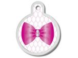 ID Tag Circle Large Pink Bow with Crystal 