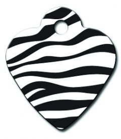 ID Tag Heart Small Zebra Print 