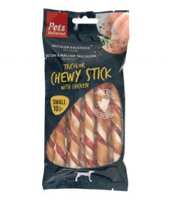 Pets Unlimited Tricolor Chewy Stick with Chicken Small Dog Treats 10pcs