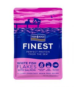 Fish4Dogs Finest White Fish Flakes with Salmon Adult Wet Dog Food 100g