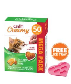 Catit Creamy Chicken with Lamb Lickable Cat Treats 50 Tubes Mega Pack 