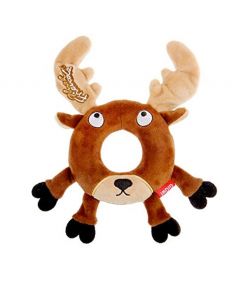 Gigwi Plush Friendz Deer Foam Rubber Ring Squeak Dog Toy 