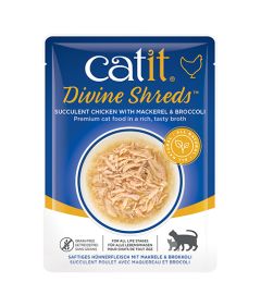 Catit Divine Shreds Succulent Chicken with Mackerel & Broccoli Wet Cat Food 75g