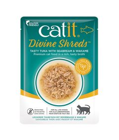 Catit Divine Shreds Tasty Tuna with Seabream & Wakame Wet Cat Food 75g
