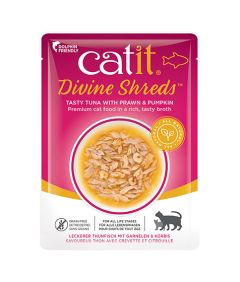 Catit Divine Shreds Tasty Tuna with Prawn & Pumpkin Wet Cat Food 75g