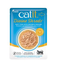 Catit Divine Shreds Tasty Tuna with Chicken & Wakame Wet Cat Food 75g