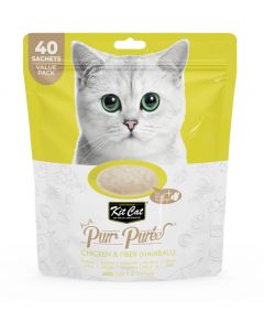 Kit Cat Purr Puree Chicken & Fiber (Hairball) Cat Treats 40 x 15g Value Pack 