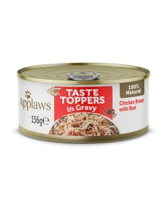 Applaws Taste Toppers in Gravy Chicken with Beef Wet Dog Food 156g Tin